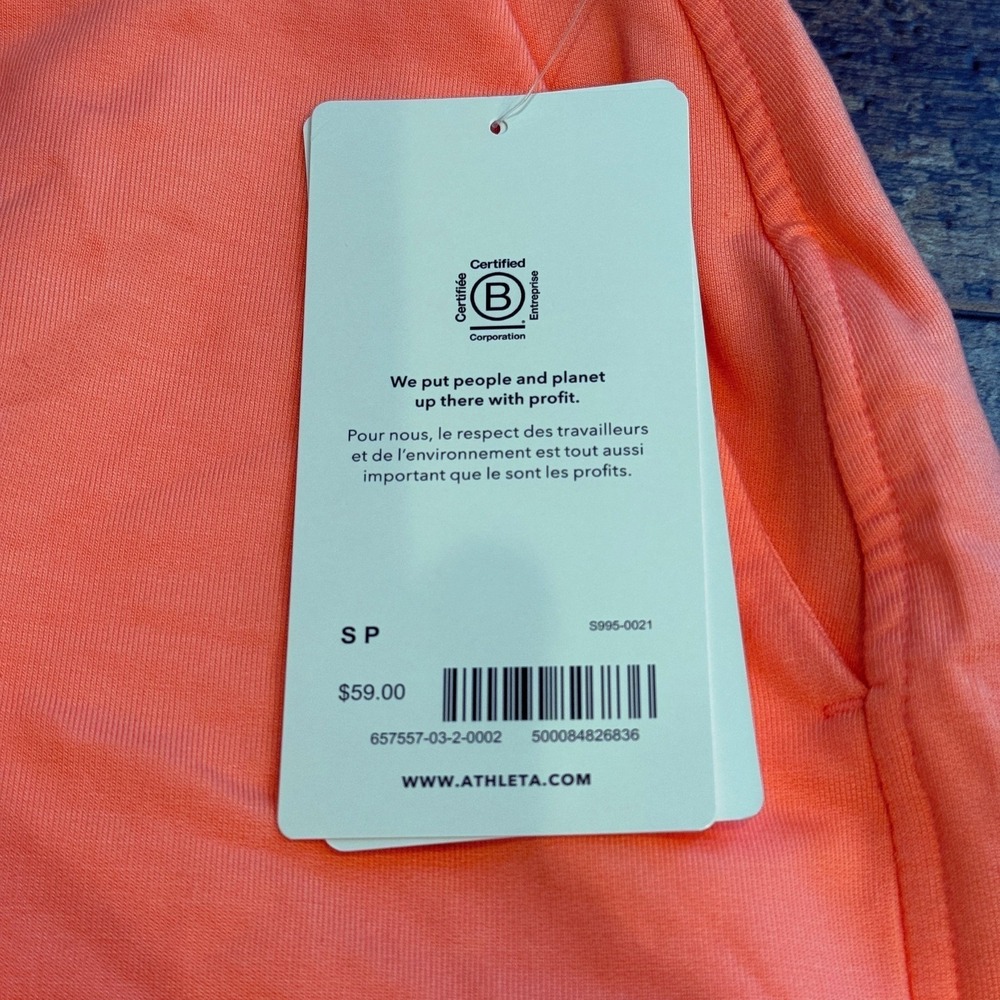 Athleta Shorts Small Coral Peach Balance 4 Inch Shortie Pockets Beach Comfy NEW - Picture 9 of 14